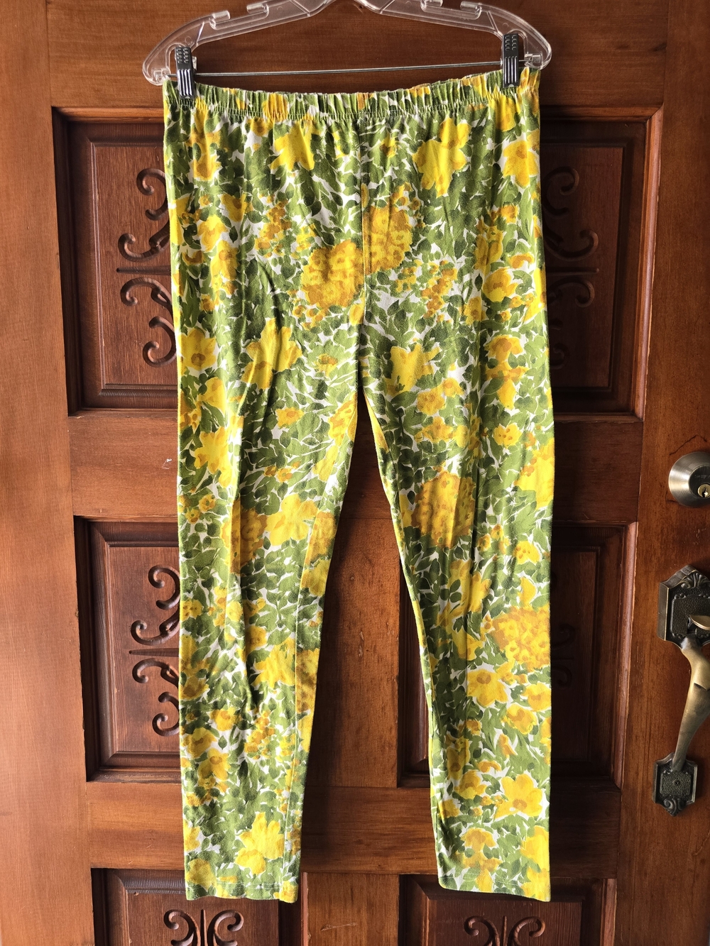 April Cornell Green & Yellow Floral Pull-On Leggings